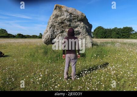 The Longstones. Adam and Eve stones. Beckhampton Avenue. Avebury. Wessex ridgeway. Wiltshire. Dorset. West Country. South West. England. UK Stock Photo