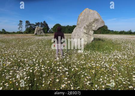 The Longstones. Adam and Eve stones. Beckhampton Avenue. Avebury. Wessex ridgeway. Wiltshire. Dorset. West Country. South West. England. UK Stock Photo