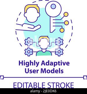 Highly adaptive user models concept icon Stock Vector