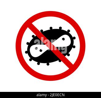 Monkeypox caution red sign. Stop monkey pox virus outbreak icon. Danger and public health risk disease and epidemic. Pandemic medical concept with dangerous cell symbol. MPV MPVX risk isolated vector Stock Vector