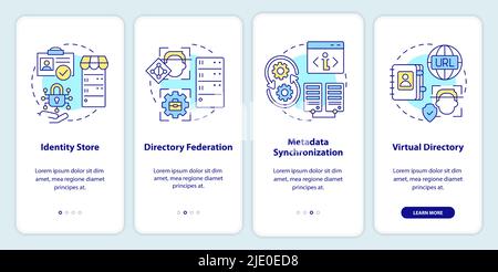 Directory services onboarding mobile app screen Stock Vector