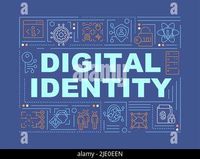 Digital identity word concepts dark blue banner Stock Vector