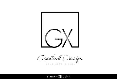 GX Square Framed Letter Logo Design Vector with Black and White Colors ...