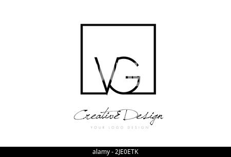 VG Square Framed Letter Logo Design Vector with Black and White Colors ...