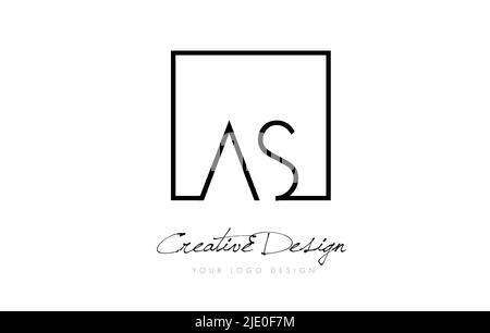 AS Square Framed Letter Logo Design Vector with Black and White Colors. Stock Vector