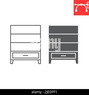 Cupboard line and glyph icon, furniture and interior, cupboard vector icon, vector graphics, editable stroke outline sign, eps 10. Stock Vector