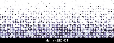 Modern purple and violet polka dot horizontal panorama background. Dots in faded matrix pattern. White background with colorful spotted pattern Stock Vector