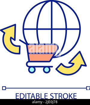 Worldwide shopping RGB color icon Stock Vector