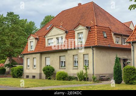 Miners settlement in Gartenstadt Welheim, built in the beginning of the 20th century at the ascent of the heavy industry in the Ruhr Area Stock Photo