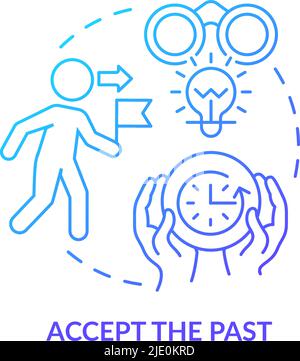 Accept past blue gradient concept icon Stock Vector