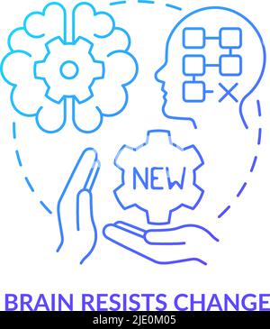 Brain resists change blue gradient concept icon Stock Vector