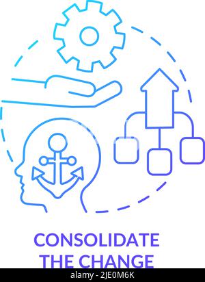 Consolidate change blue gradient concept icon Stock Vector