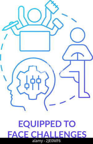 Equipped to face challenges blue gradient concept icon Stock Vector
