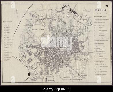 ITALY. Milan. Milano. town city plan 1882 old antique vintage map chart Stock Photo