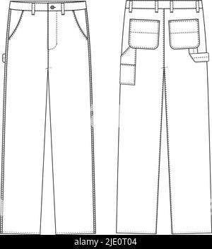template double knee pants vector illustration flat design outline ...