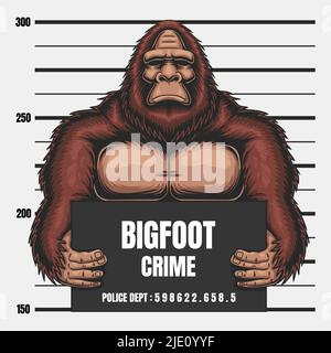 Bigfoot crime vector illustration Stock Vector
