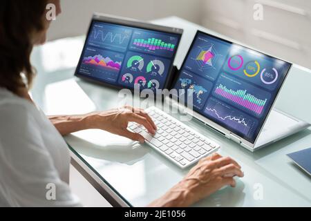 KPI Dashboard Data Analytics On Business Laptop Stock Photo