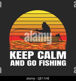 Bigfoot silhouette boat ride and fishing vector illustration Stock Vector