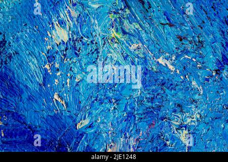 Detail of artistic abstract oil painted background. Blue. Stock Photo