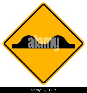 Warning traffic signs Uneven road on white background Stock Vector