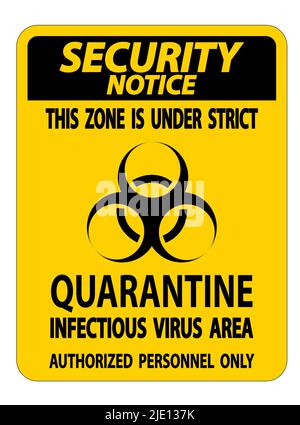 Security Notice Quarantine Infectious Virus Area Sign Isolate On White ...