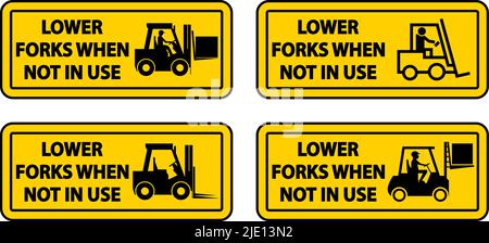 Lower Forks When Not In Use Label Sign On White Background Stock Vector