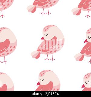 Colorful birds seamless pattern. Exotic birds in different print poses. Vector illustration Stock Vector