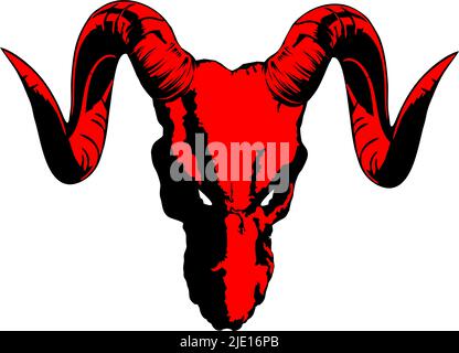 VECTOR DRAGON HEAD IN SILHOUETTE WITH BIG HORNS Stock Vector