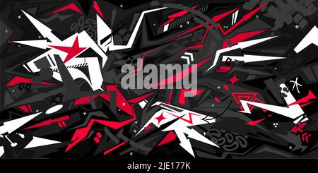 Dark Black Abstract Flat Urban Street Art Graffiti Style Vector Illustration Template Background Art Stock Vector