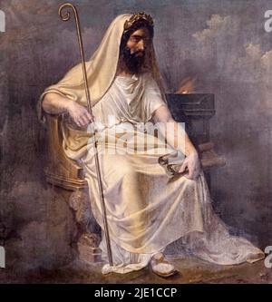 Numa Pompilius (753-672BC) second king of Rome. Photograph of a portrait by French painter Merry-Joseph Blondel (1781-1853) painted in 1828. Stock Photo