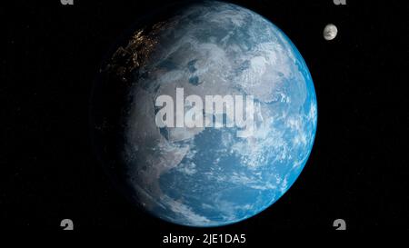 planet earth in space close starry background cosmic solar stars the world Stock Photo