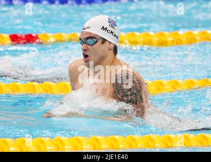 Budapest, Hungary - June 23 2022, Anton McKee of Iceland, Final 200 M Breaststroke Men during the 19th FINA World Championships Budapest 2022, Swimming event on June 23 2022 in Budapest, Hungary - Photo: Laurent Lairys/DPPI/LiveMedia Stock Photo