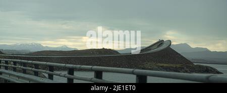 The Storseisundet Bridge (Norwegian: Storseisundbrua) is the longest of the eight bridges that make up the Atlanterhavsveien Stock Photo