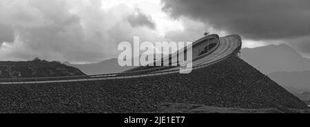 The Storseisundet Bridge (Norwegian: Storseisundbrua) is the longest of the eight bridges that make up the Atlanterhavsveien Stock Photo