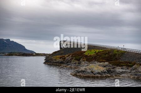 The Storseisundet Bridge (Norwegian: Storseisundbrua) is the longest of the eight bridges that make up the Atlanterhavsveien Stock Photo