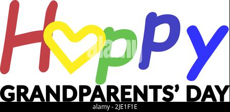 Lettering for a holiday card for grandparents. Bright inscription. September. Vector in cartoon style Stock Vector