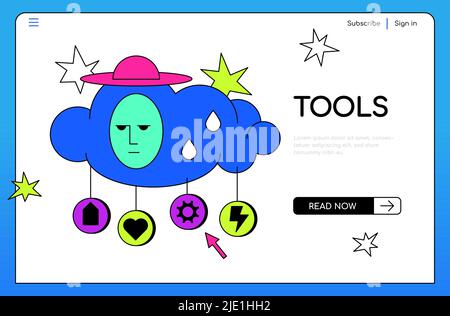 Online communication tools - colorful flat design style banner Stock Vector