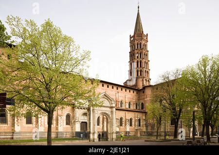 La Basilique Saint-Sernin / Basilica of Saint Sernin, Toulouse, France, a Historic Medieval Romanesque Eglise / Church of the 11th to 12th Centuries Stock Photo