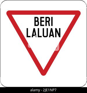 Road signs in Brunei, Mandatory signs, Prohibitory signs, Warning signs, Information signs, Give way, Stock Vector