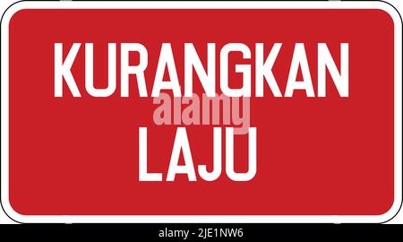 Road signs in Brunei, Mandatory signs, Prohibitory signs, Warning signs, Information signs, Reduce speed Stock Vector