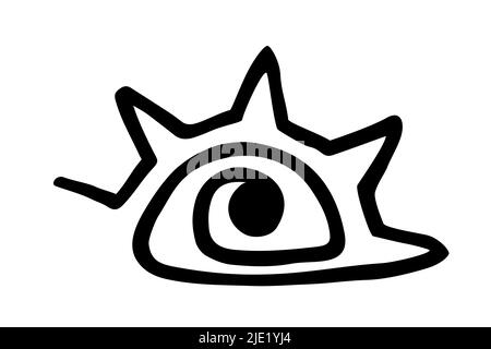 Hand drawn stylized eye design hand painted with ink pen, isolated on white background. Vector illustration Stock Vector