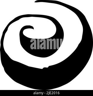 Round swirl symbol, hand painted with ink brush, isolated on white background. Vector illustration. Stock Vector