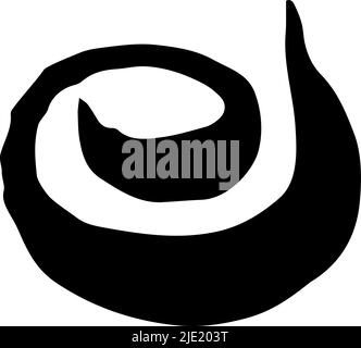 Round swirl symbol, hand painted with ink brush, isolated on white background. Vector illustration. Stock Vector