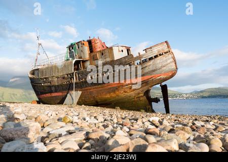 Old boat of Caol aka Corpach Shipwreck at Fort William, Highland, UK Stock Photo