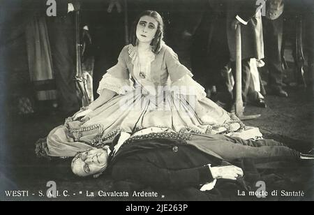 Portrait of Soava Gallone and Emilio Ghione in La cavalcata ardente - Italian silent movie Stock Photo