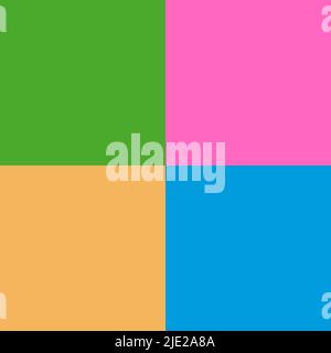 square mosaic of four bright colors, in pink, blue, yellow and green Stock Photo