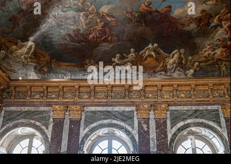 Ceiling detail in the Palace of Versailles. Versailles, France. 05/2009 Stock Photo