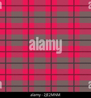 Pink and grey Scotland textile seamless pattern. Fabric texture check tartan plaid. Abstract geometric background for cloth, fabric. Monochrome Stock Vector