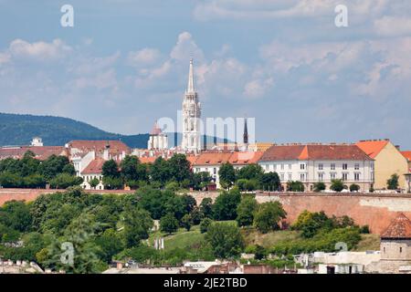 Budapest, Hungary - June 21 2018: The Church of the Assumption of the Buda Castle, more commonly known as the Matthias Church. Stock Photo