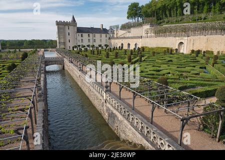 Photo of the Villandry castle and the gardens Stock Photo